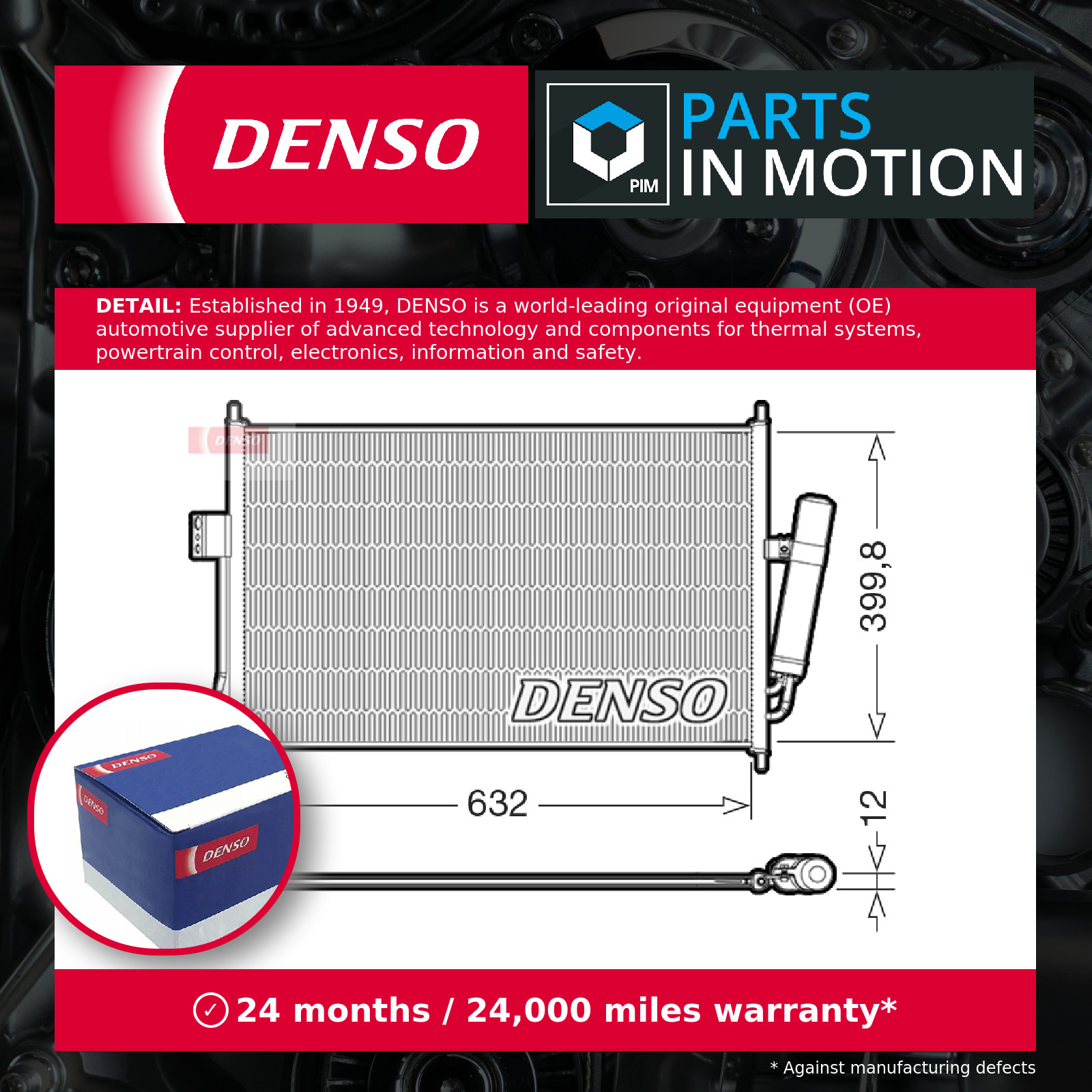 Air Con Condenser fits ISUZU D-MAX Mk2 2.5D 2012 on AC Conditioning Denso New