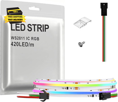 SPI COB RGB IC LED Strip Light FOB WS2811 High Density Uniform Light Ul-Listed D