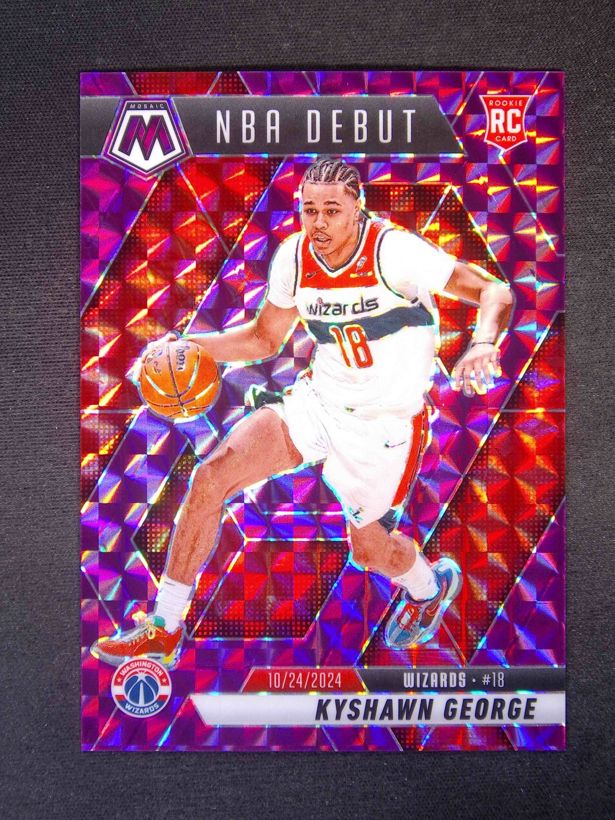 2024-25 Panini Mosaic Kyshawn George #256 RC Rookie NBA Debut Purple /99
