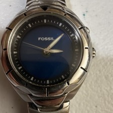Fossil Blue Ladies Watch AM-3803 Blue Dial Crystal Bezel — listing 2