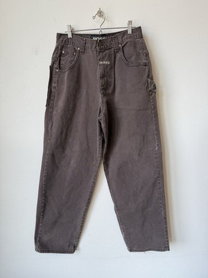 VITNAGE USA Boss Jeans 31X32 Brown Denim Baggy Y2k Wide Leg Skater Big Pockets