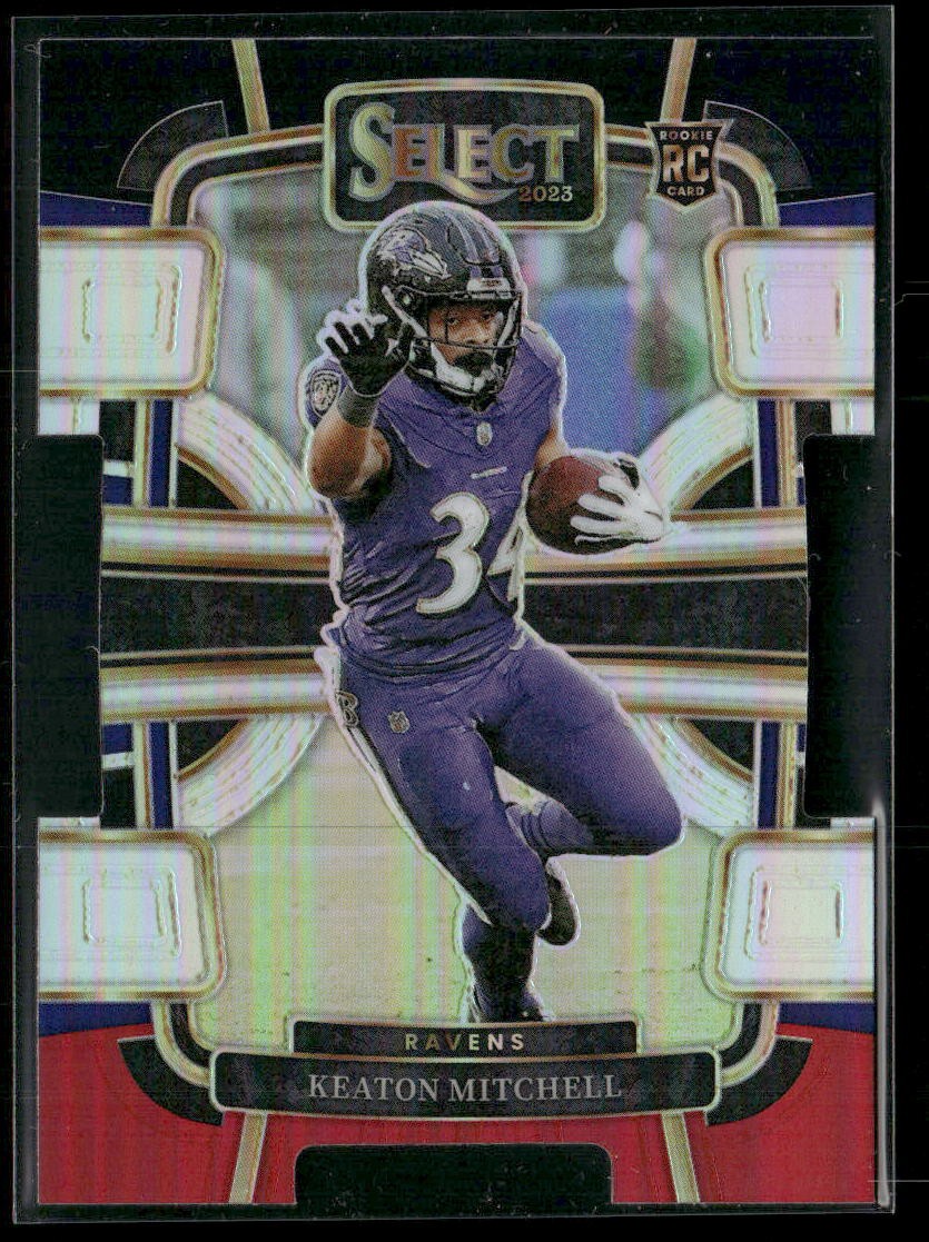 2023 Panini Select #10 Keaton Mitchell Black and Red Prizms Die Cuts RC Ravens