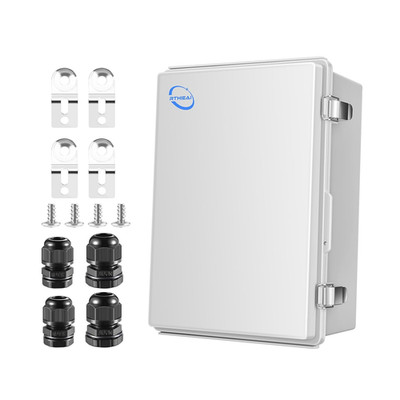 IP67 Waterproof Junction Box with Hinged Cover & Mounting Plate - 13.8''x9.8