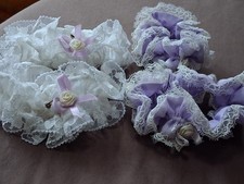 Vtg 1980s Pageant Ruffle Socks Lot White Lavender Removable Bow As-Is Repair