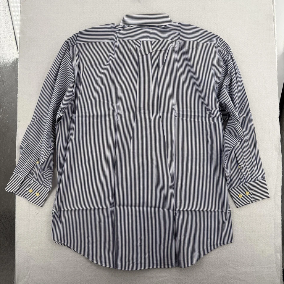 Camisa Joseph&Lyman Para Hombres 17 32/33 Azul Blanco Rayas Vestido Botón Bolsillo Frontal Foto 2 de 4