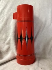 ALADDIN Thermos Red & Black Diamond 1 Quart Vintage Made in USA 43C Hot Cold