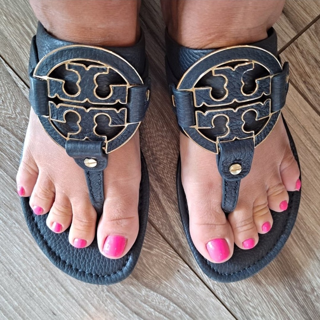 Flat Sandals Tory Burch Navy Miller Sandals Tory Burch Blue