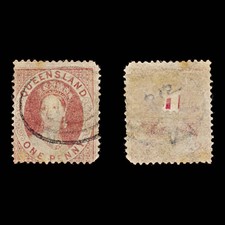 9004: Queensland SGF12 1s Blue green 1868 Used C£60