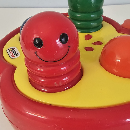 Vintage Ambi Toys Pounding Apple Pop-up Worms With Hammer / Rare - Picture 9 of 18