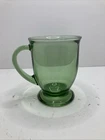 Vintage MCM Anchor Hocking Large Green Glass Pedestal Coffee Mug Emerald Green