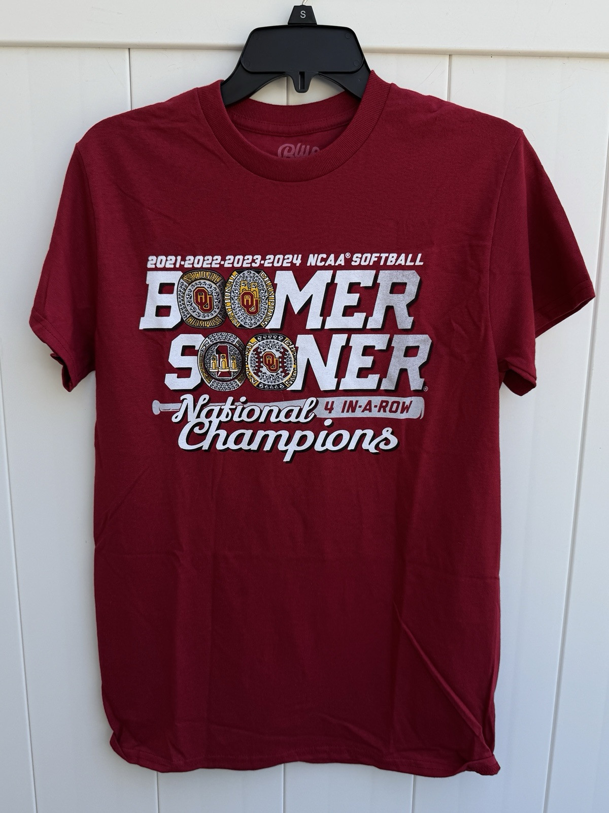 T shirt blu 84 Oklahoma Boomer Sooner 4 in fila campioni piccola rossa nuova