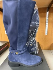 Vince Camuto Extra Wide Calf Deep Navy Suede Tall Boot  Amabel Size 6W  EWC NEW