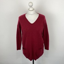 M&S Collection 100% Kaschmir Pullover Tunika Himbeer Rosa Rot Gr. 16 geschrumpft