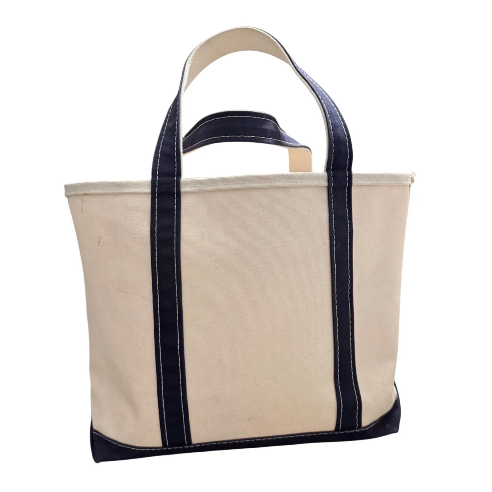 LL Bean Boat and Tote Bag Medium Navy Cream USA Made