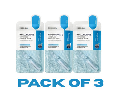 Mediheal Hyaluronate Watermide Essential Mask Korean Skin Care  Pack of 3 + Gift