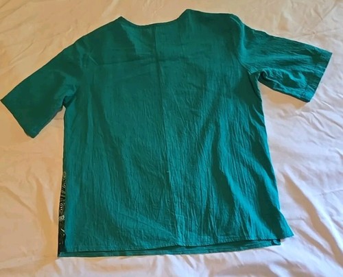Unbranded Green Teal Fox Floral SS Shirt Size L - Picture 5 of 5