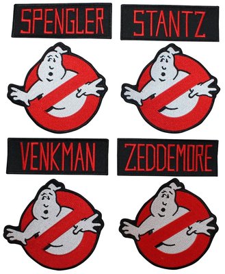 Ghostbusters Names and No Ghost Logos Set of 8 Embroidered Patches