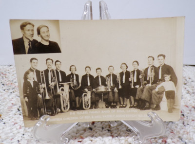 The Fetlers Family Band 13 Children Names On Back Real Photo RPPC Rega Latvia D
