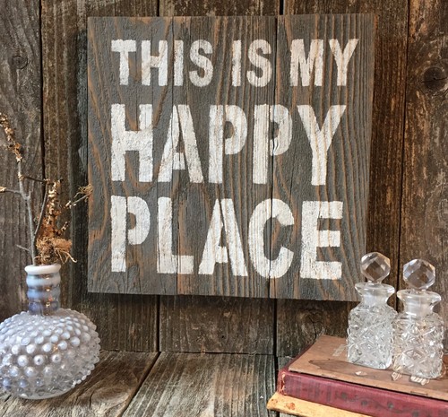 THIS IS MY HAPPY PLACE Sign Beach Cabin Porch Entry Decor Handmade Rustic Wood - Picture 3 of 11