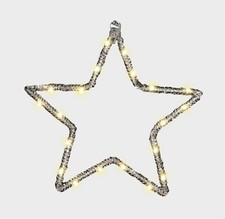 Image of LED Star Hanging Light Pre Lit Christmas Design 20 Warm White LEDs Battery Timer