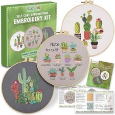 Beginner Stamped Embroidery Kit Learn Stitch Cactus Cacti Everything Included