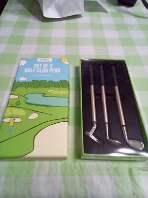 EUREKA Set Of 3 GOLF CLUB PENS New In Box  Putter Wood Iron