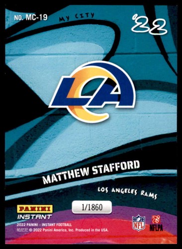 Matthew Stafford 2022 Panini Instant My City #MC-19 LA Rams - Picture 2 of 2