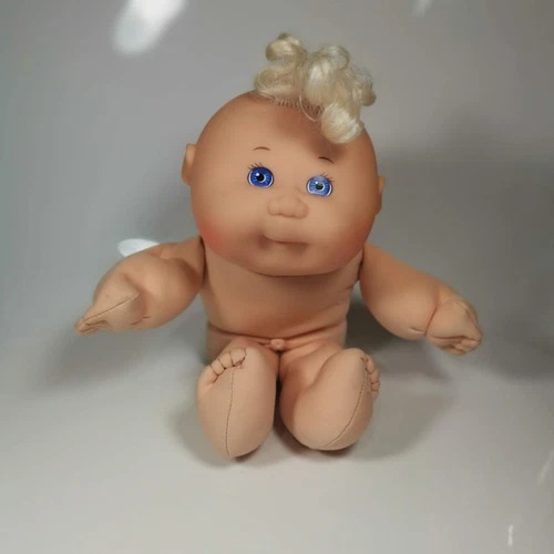 Vintage Cabbage Patch Doll 1988 No Clothes Blue Eyes Blonde Hair Soft Toy 13"