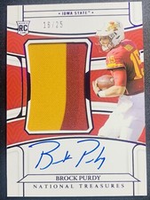 2022 National Treasures Brock Purdy 🔥/25🔥 College Material Signature Purple RC