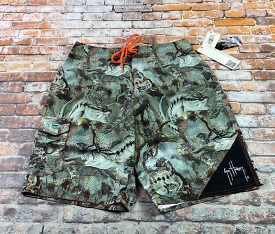 Guy Harvey Board Shorts Adult 28 Bass Fishing Swimming Trunks Beach Outdoor Mens