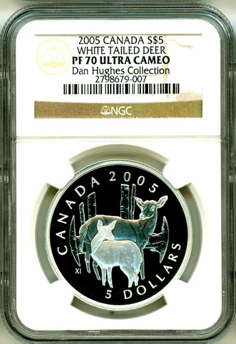 2005 Canada S$5 White Tailed Deer NGC PF70 UC Special Mint Wood Box Stamps OGP