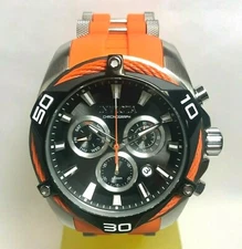 Invicta 31314 Men's 50mm Black/Orange Bolt Quartz Chrono Silicone Strap Watch