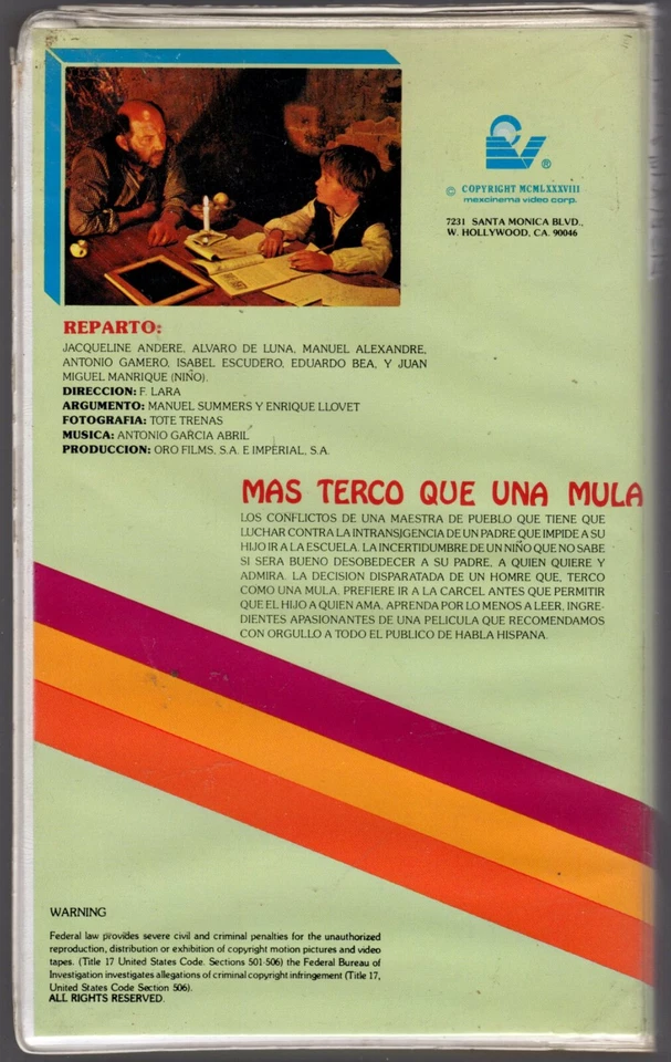 ~~JACQUELINE ANDERE ~~ El Cabezota (1982) Spanish MexCinema VHS **Big Box** RARE - Image 2 of 2