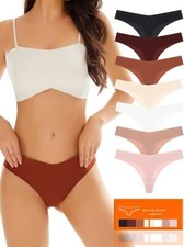 7-Pack Seamless Underwear Thongs for Women, No Show Breathable Ladies MEDIUM