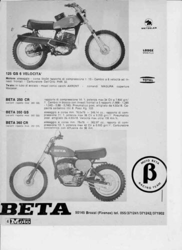 advertising Pubblicità  MOTO BETA ENDURO MX 1975-REGOLARITA MOTOCROSS- ENDURO - Bild 1 von 1