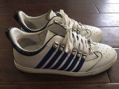 Men's Dsquared2 251 White Blue Leather Sneakers Shoes Size 42 9
