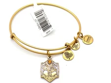 Alex and Ani Expandable Bracelet Gold-tone Tree of Life Charm Orange Crystal