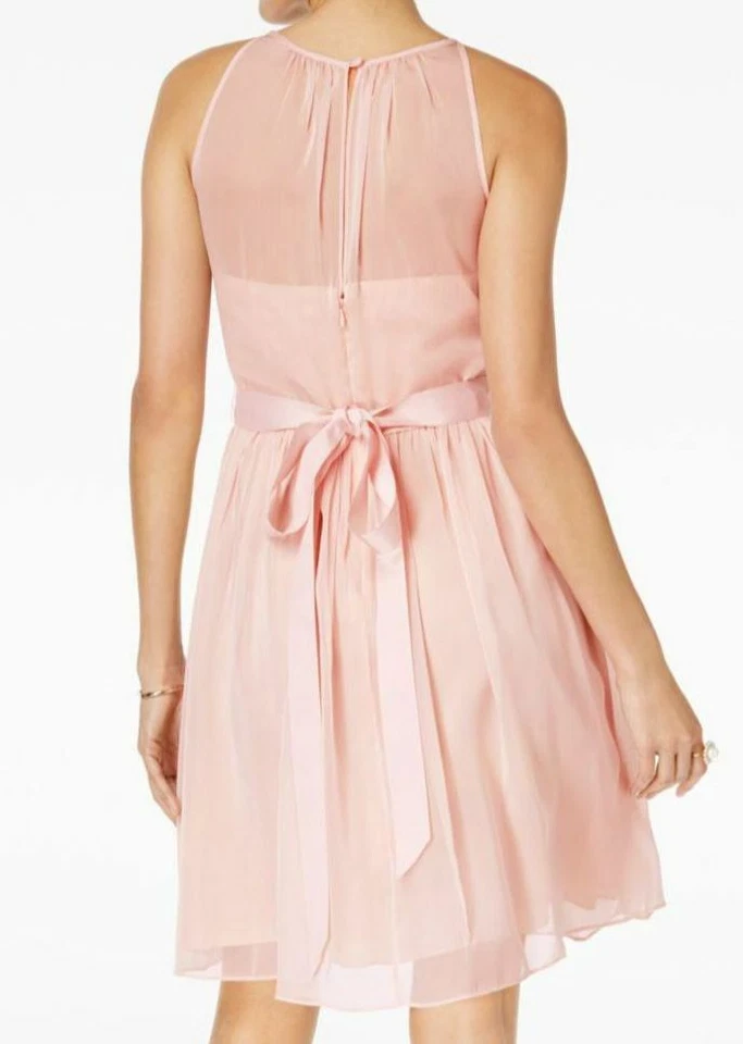 $280 Vestido para mujer Adrianna Papell rosa de gasa sin mangas halter línea A talla 10 Foto 2 de 3