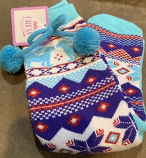 JUSTICE CREW COZY SOCKS SIZE S/M WINTER WONDERLAND NO SKID SOLES COMFY CUTE