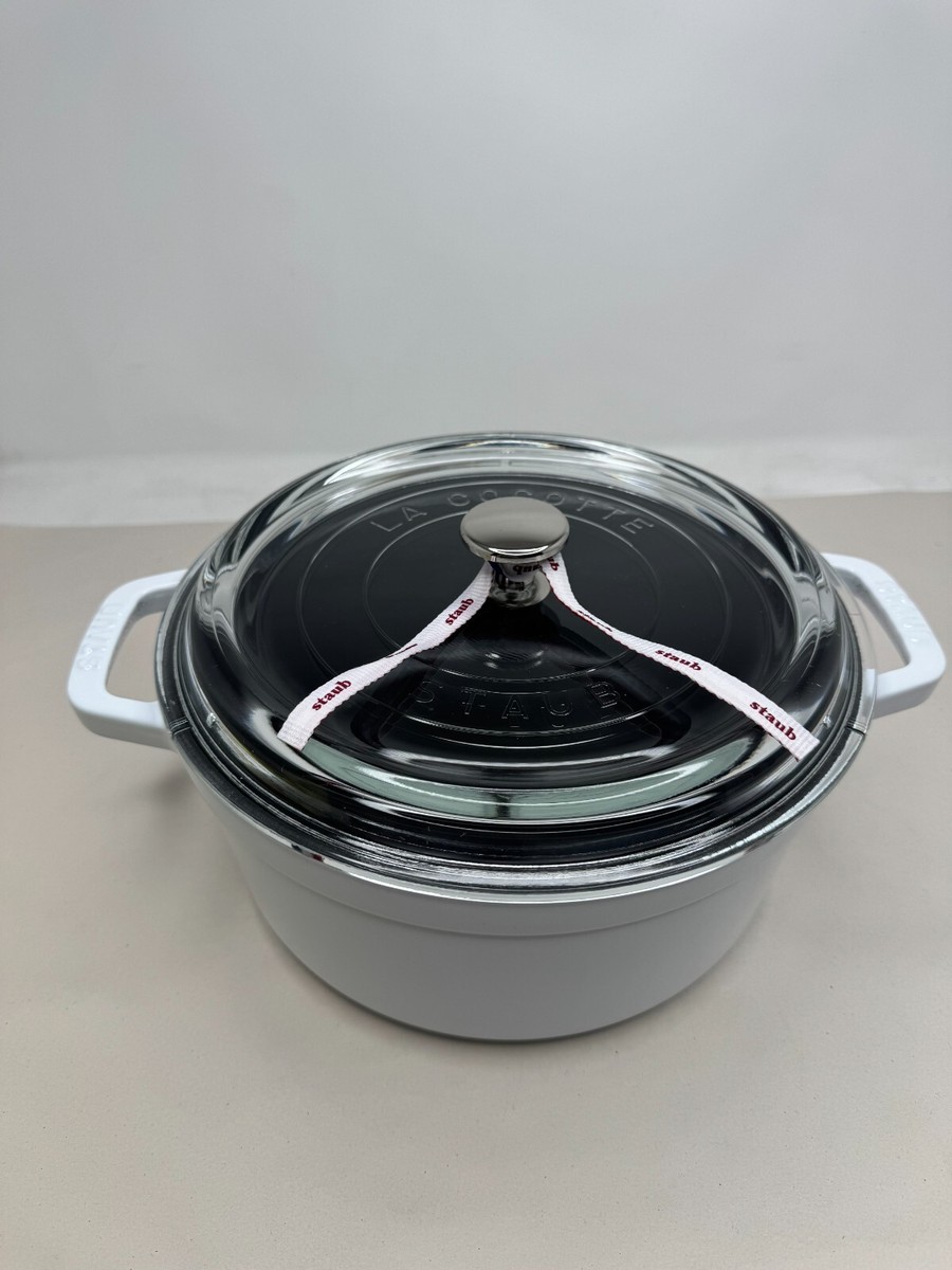 STAUB Cast Iron Dutch Oven 4-qt Round Cocotte with Glass Lid