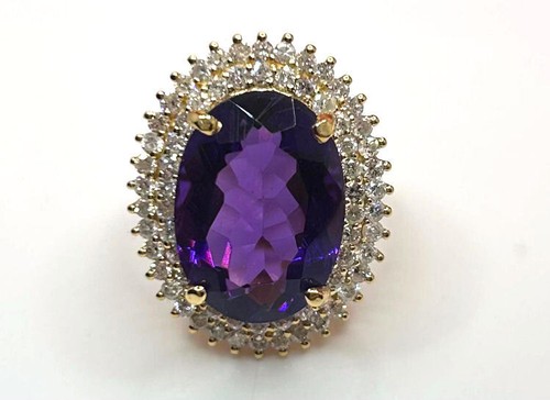 13.36ctw Diamante Y Amatista Hecho En 18K Oro Amarillo - Imagen 2 de 14
