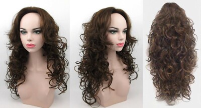 20'' LONG 3/4 CAP FALL MEDIUM CURLS CURLY HAIR HALF WIG W/COMB HAIRPIECE SHEILA