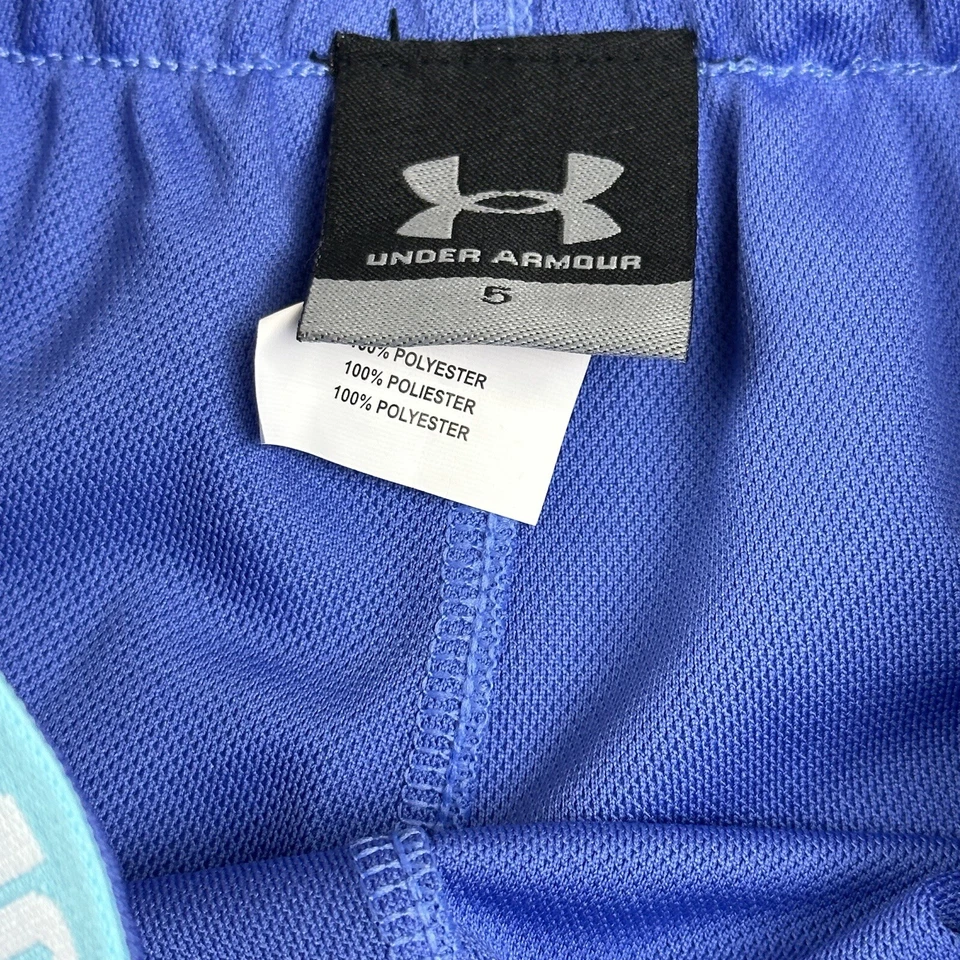 Under Armour Kids Purple Blue Elastic Waist UA Logo Athletic Running Shorts Sz 5 - Image 3 of 3