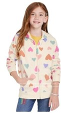 Cat  Jack Girls Heart Print Hoodie Jacket Size XL Plus 14  Zip-Up Warm Soft