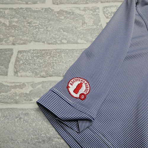 Chick Fil A Uniform Men Size XL Blue Stripe Polo Team Style Recycled Fabric - Picture 3 of 8