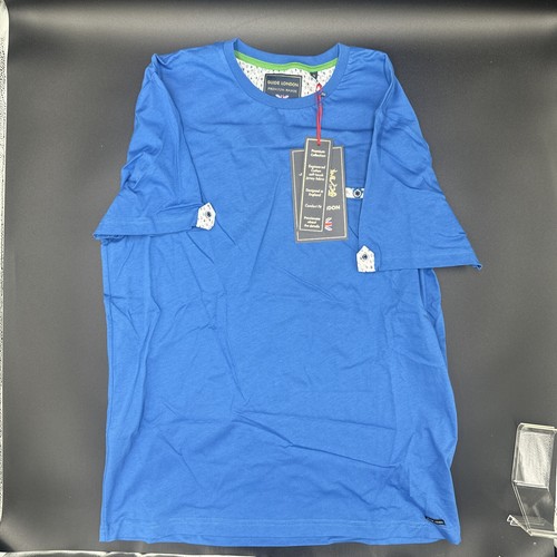 NWT Guide London British Design Mens Medium T Shirt Short Sleeve Denim Blue - Picture 2 of 5