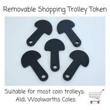 Removable Shopping Trolley Token Key Tag Coin Unlocker. Woolworths Coles ALDI