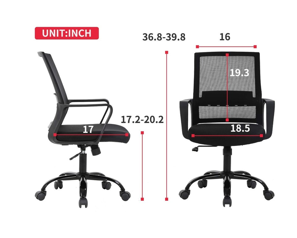 FDW Office Chair Ergonomic Desk Task Chair Mesh Computer Chair Mid-Back ...