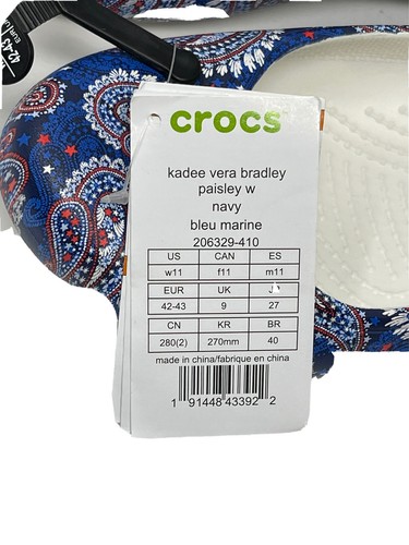 Crocs Vera Bradley Kadee Paisley flats Marine Bleu Women's size 11 NEW RARE - Picture 5 of 7
