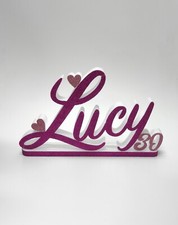 Decorazione nome, numero cuori Scritta Polistirolo fucsia e rosa 45 cm glitter